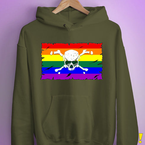 LGBTQ Rainbow Pride Pirate Flag Hoodie - Army